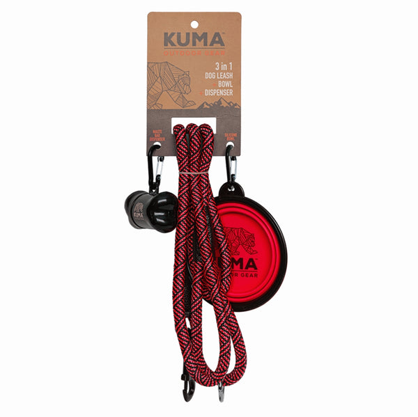 Kuma Outdoor Gear 3-In-1 Dog Leash Red/Black