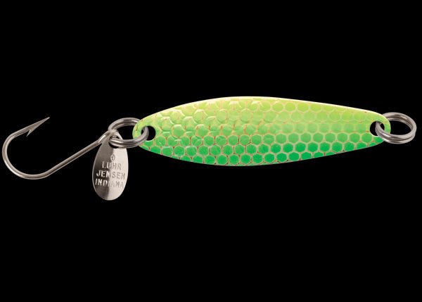 Luhr Jensen Needlefish Trolling Spoon - 1-1/2' - Green Hot Scale UV