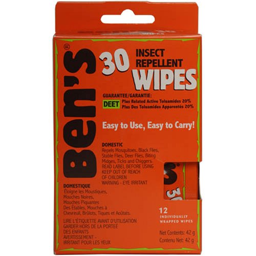 Ben's 30% Deet Tick and Insect Repellent Field Wipes