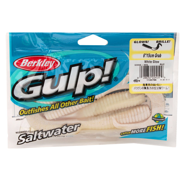 Berkley Gulp! Saltwater Grub - 6 in. - White Glow - GSG6-WG