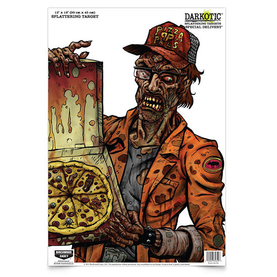 Birchwood Casey Darkotic Zombie Pizza Delivery Hanging Paper Target 12" X 18" 8 Per Pack