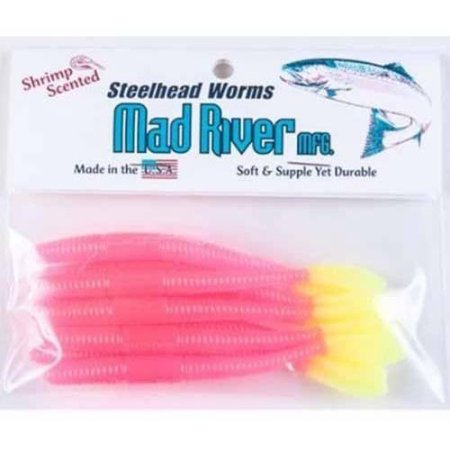 Mad River Steelhead Worms - 3" - Fluorescent Pink/Chartreuse Tail