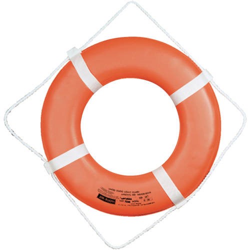 Jim-Buoy 30 in. Closed Cell Foam Life Ring with Rope Molded Into Core in Orange
