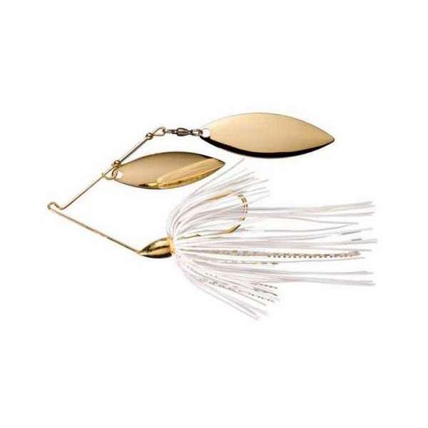 WE38GW01G Gold Frame Double Willow Spinnerbait, White & Gold