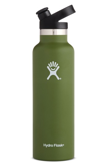 Hydro Flask Vacuum Insulated Standard Stainless Steel Water Bottle W/ Sport Cap Olive 21 Oz