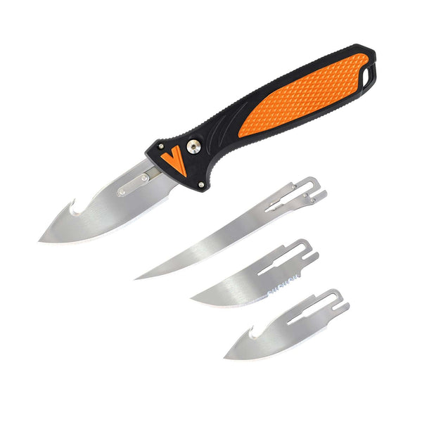 Havalon Talon Hunt Interchangeable Fixed Blade Knife Set 4 Blades Roll-Pack Clam Pack Black/Orange XTC-TH