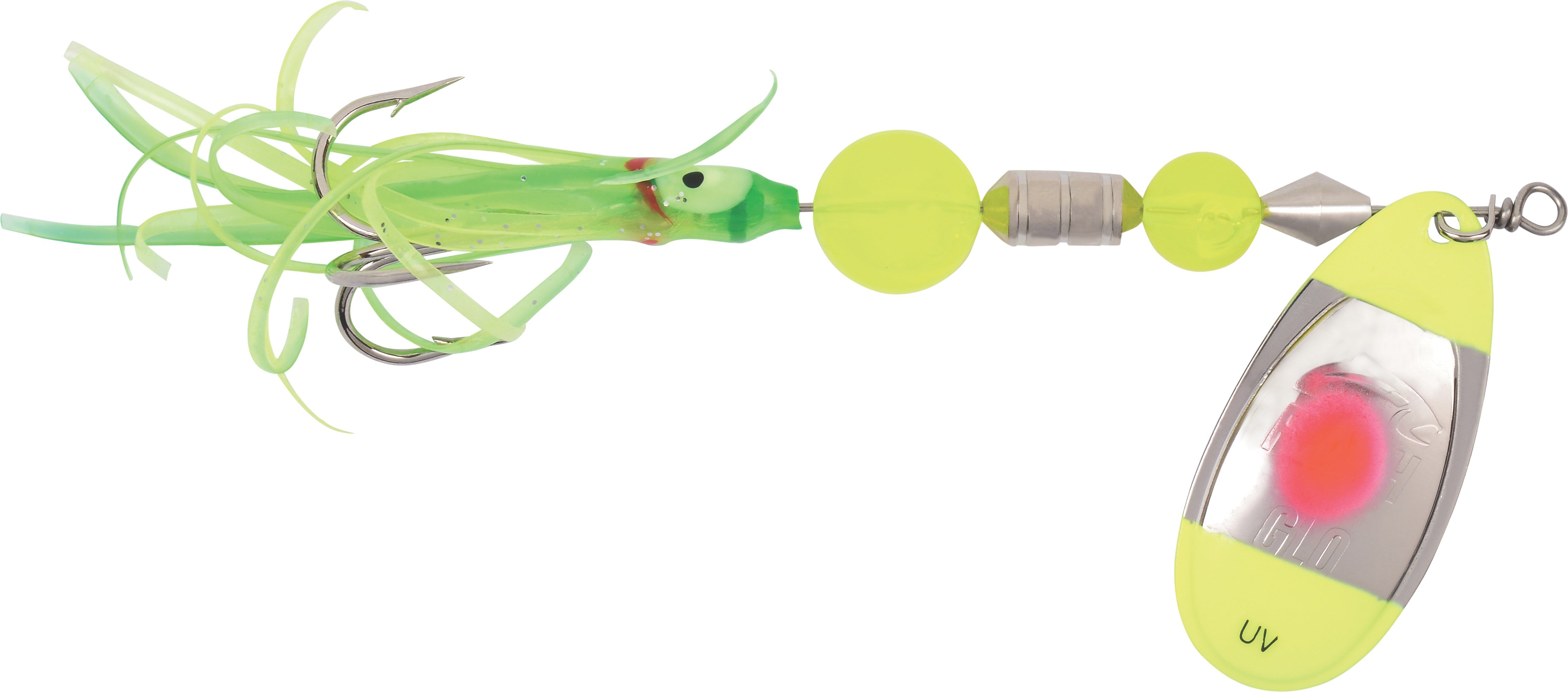 Yakima Bait Flash Glo UV Casting Squid Spinner 7