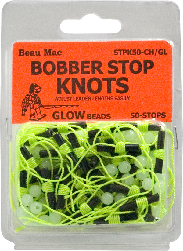 Beau Mac Bobber Stop Knots Chartreuse Knot & Glow Bead