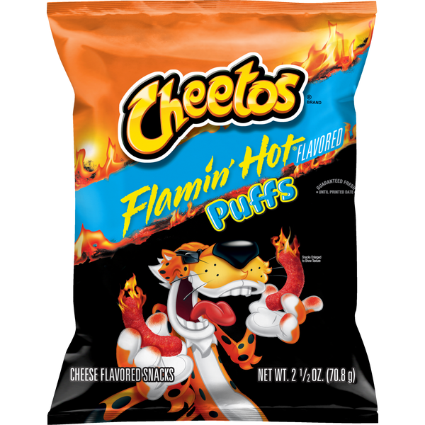 Cheetos Puffs Cheese Flavored Snacks Flamin' Hot Flavored 2 1/2 Oz