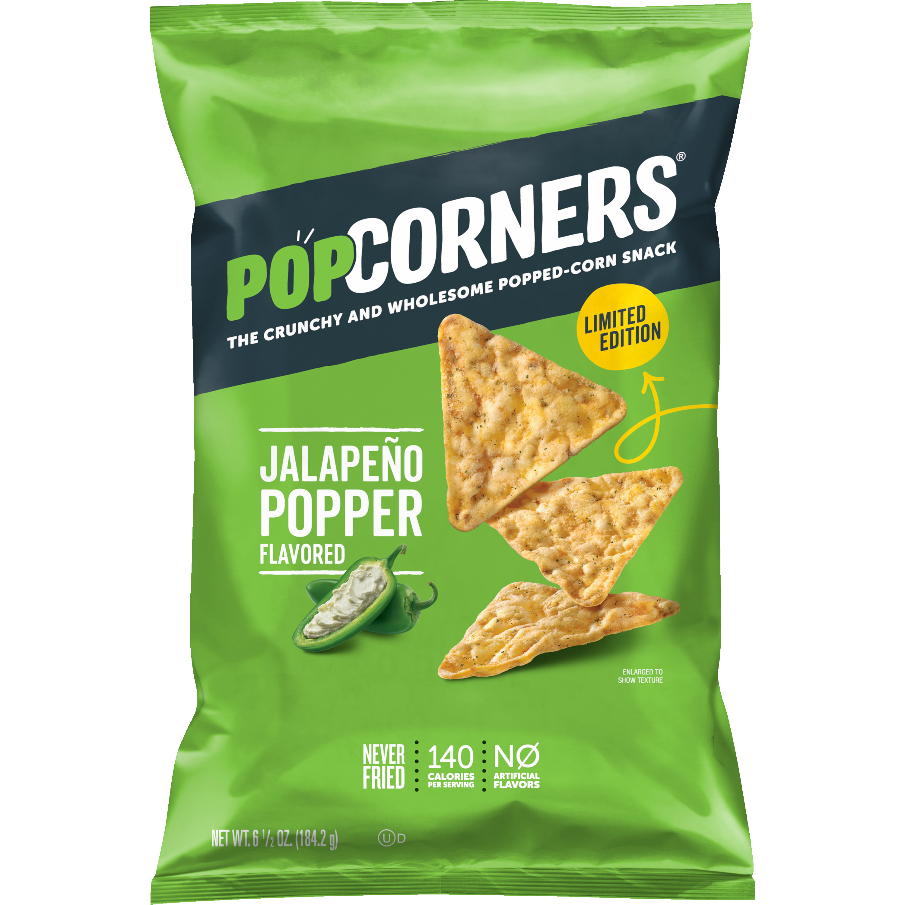 PopCorners The Crunchy And Wholesome Popped-Corn Snack Jalapeno Popper Flavored 6 1/2 Oz
