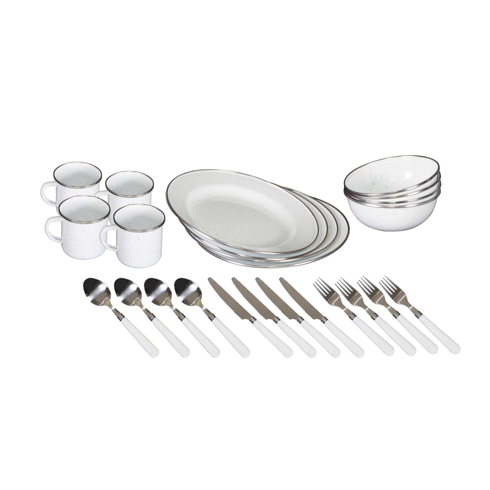 Stansport Deluxe 24-Piece Enamel Tableware Set