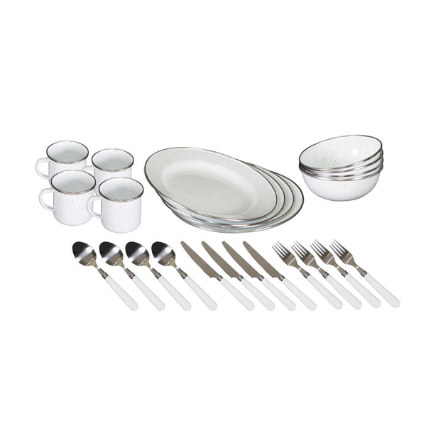 Stansport Deluxe 24-Piece Enamel Tableware Set