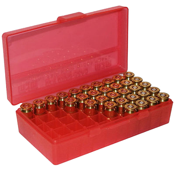 Mtm Flip Top Handgun Ammo Box P-50 Series Red