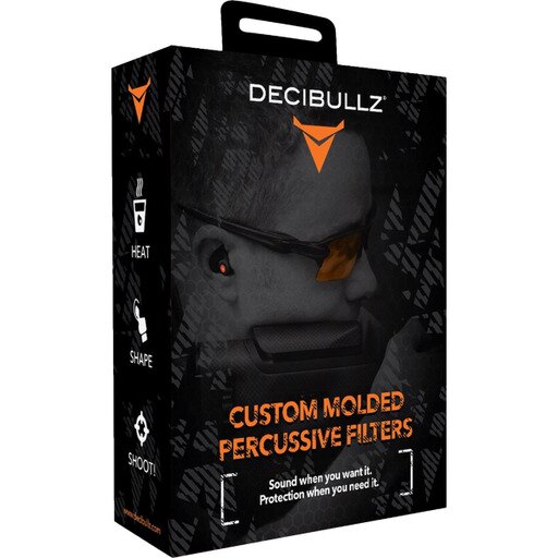 Decibullz Custom Molded Percussive Shooting Filters Earplugs Black