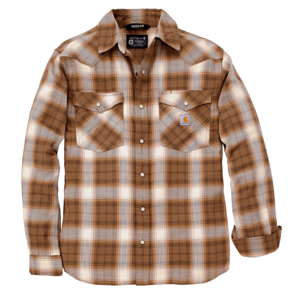 Carhartt Men's Montana Rugged Flex Relaxed Fit Lightweight Long-Sleeve Snap-Front Plaid Shirt