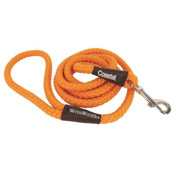 Water & Woods Braided Rope Snap Dog Leash, Safety Orange