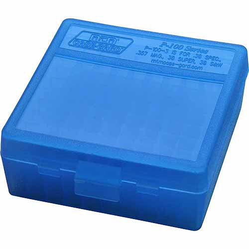 Mtm P-100 Flip-Top Pistol Ammo Box 1.68 Oal Blue Poly