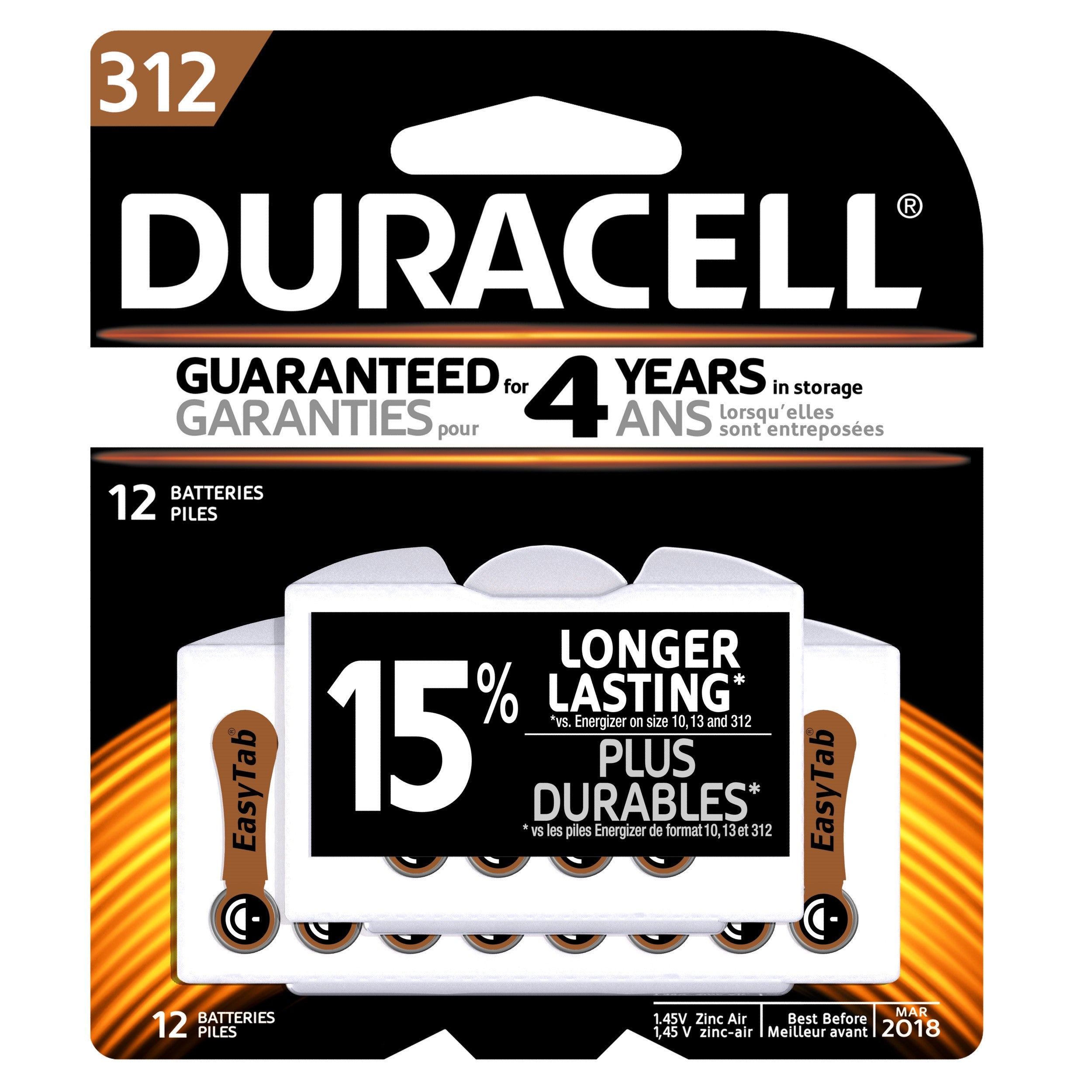 Duracell Hearing Aid Size 312 12 Count
