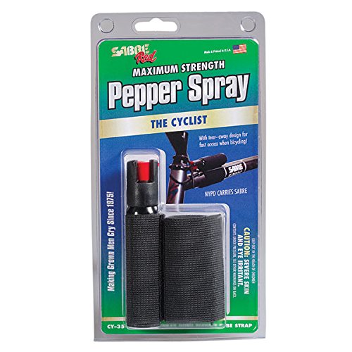 Sabre 3-In-1 Pepper Spray - Advanced Police Strength - Cyclist With Adjustable Bike Strap