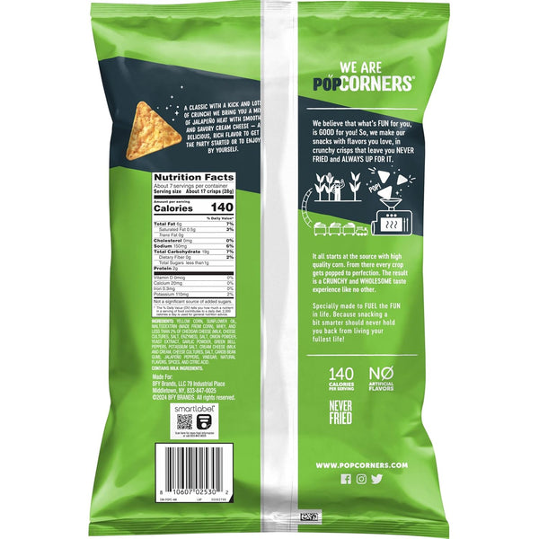 PopCorners The Crunchy And Wholesome Popped-Corn Snack Jalapeno Popper Flavored 6 1/2 Oz