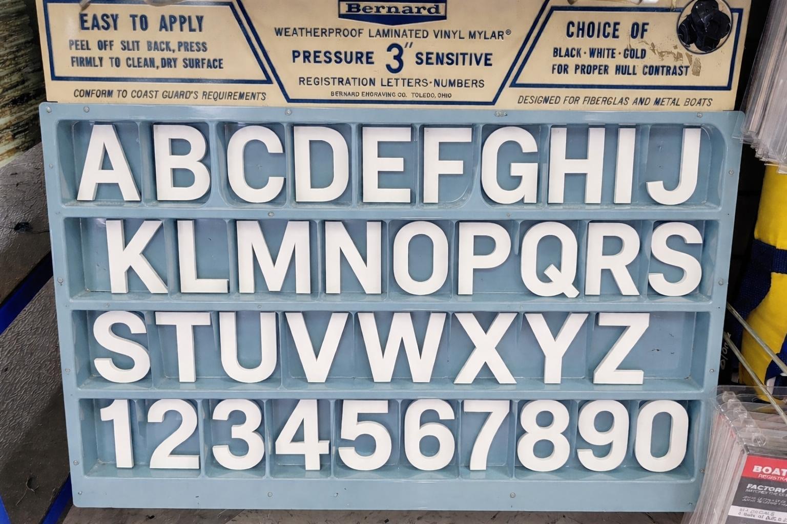 Bernard Engraving Boat Letters & Numbers