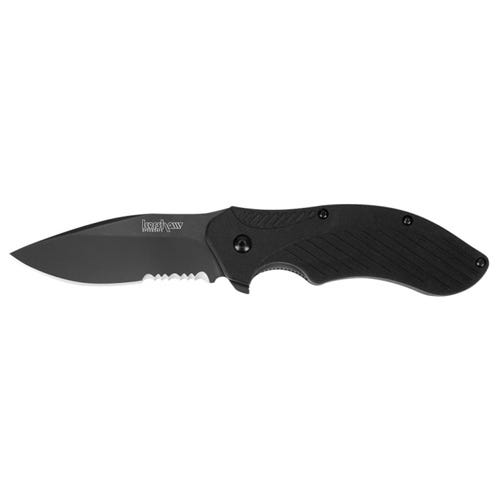 Kershaw Clash Folding Knife - 3" Serrated Black Drop Point Blade