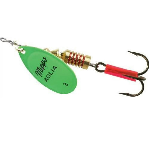 Mepps Aglia Plain Treble Fishing Lure Hot Green  1/4 Oz - B3 HGR