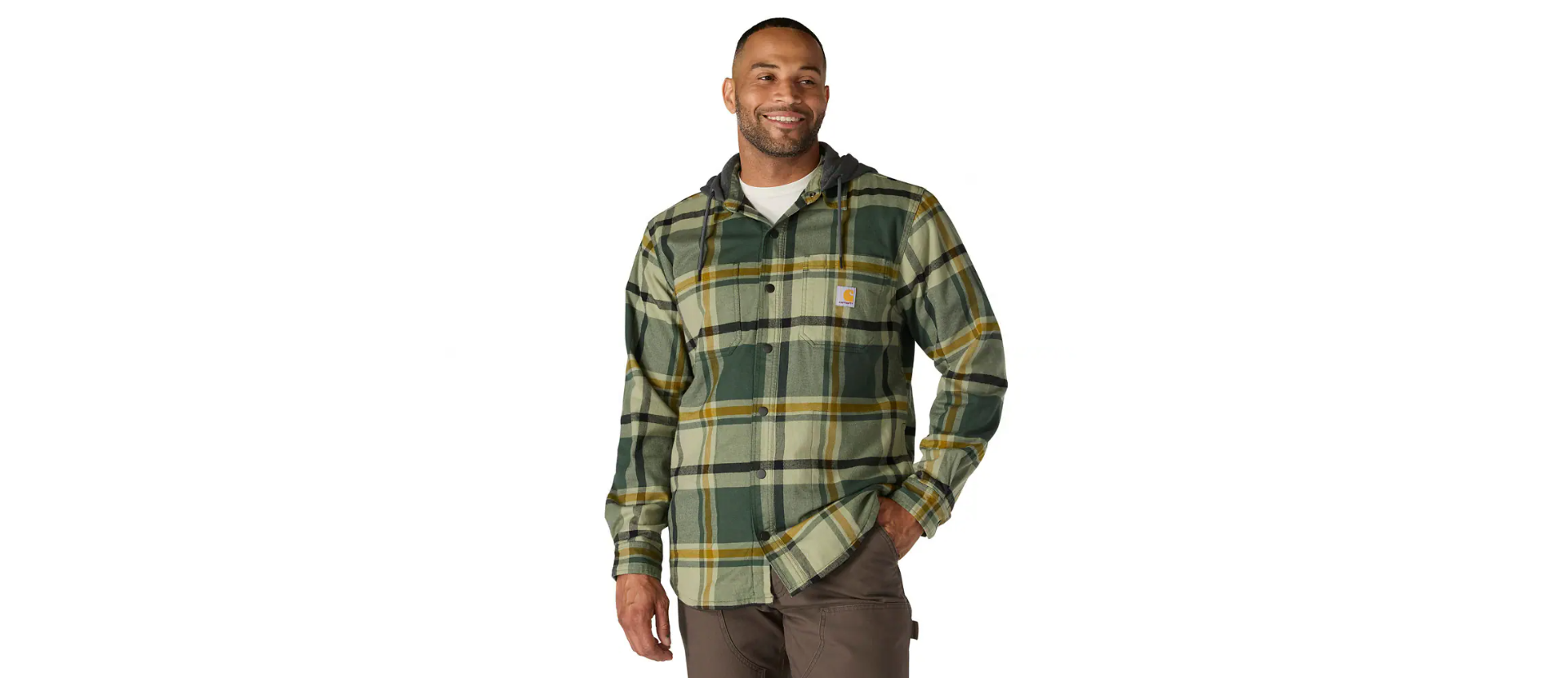 Carhartt Men's Rugged Flex Relaxed Fit Flannel Fleece Lined Hooded Shirt Jacket