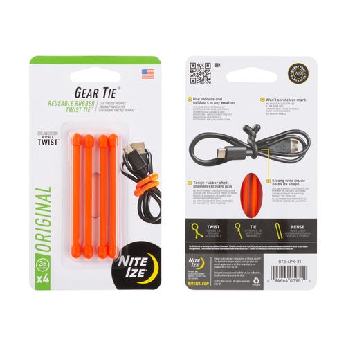 Nite Ize Gear Tie Original Reusable Rubber Twist Tie