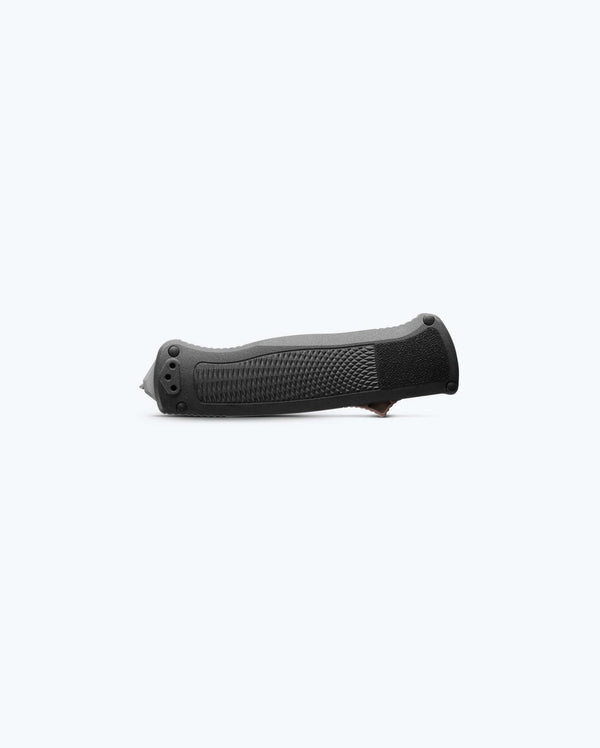 Benchmade Shootout Automatic Knife, 3.51in, CPM-CruWear Tool Steel, Drop-Point Blade, CF-Elite, Black Handle
