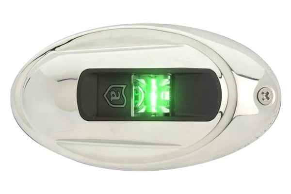 Attwood NV4012SSG-7 - Light Armor Stainless Steel Eliptical Deck Mount Starboard Side LED Light