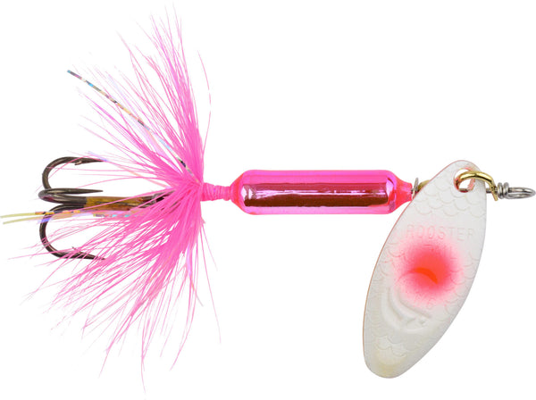 Yakima Bait Rooster Tail 1 Oz Pearl Red Dot Candy Back