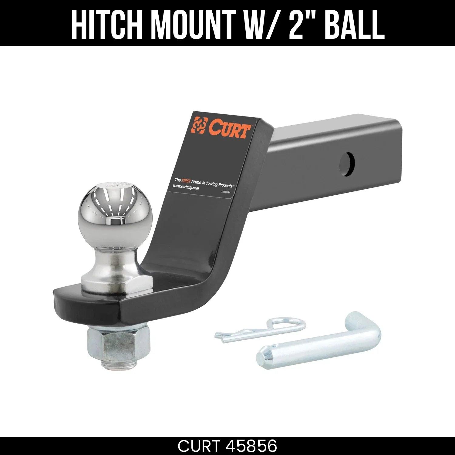 Curt Trailer Hitch Mount with 2 In Ball & Pin 7500 lb Capacity 4 In Drop