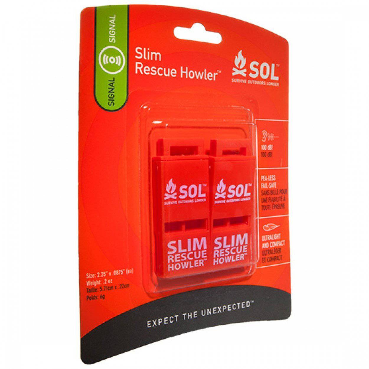 Sol Rescue Kit Sol Slim Rescue Howler Whistle 2/Pack – Sol | Fisherman's marine