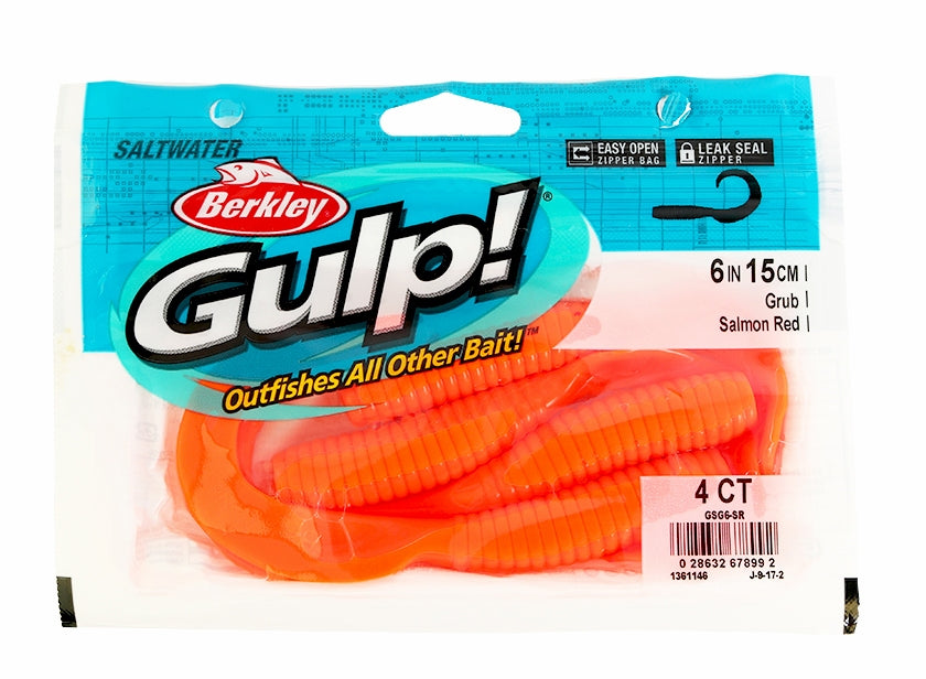 6in Gulp Berkley Gulp! Saltwater Grub - 6 in. - Salmon Red – Berkley | Fisherman ...