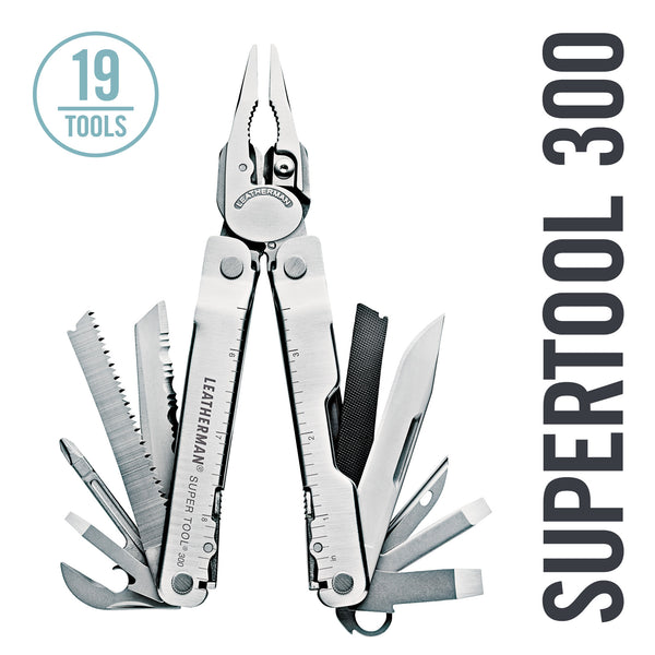 Leatherman Super Tool 300 Multi-Tool with Leather Sheath, Stainless Steel, Box