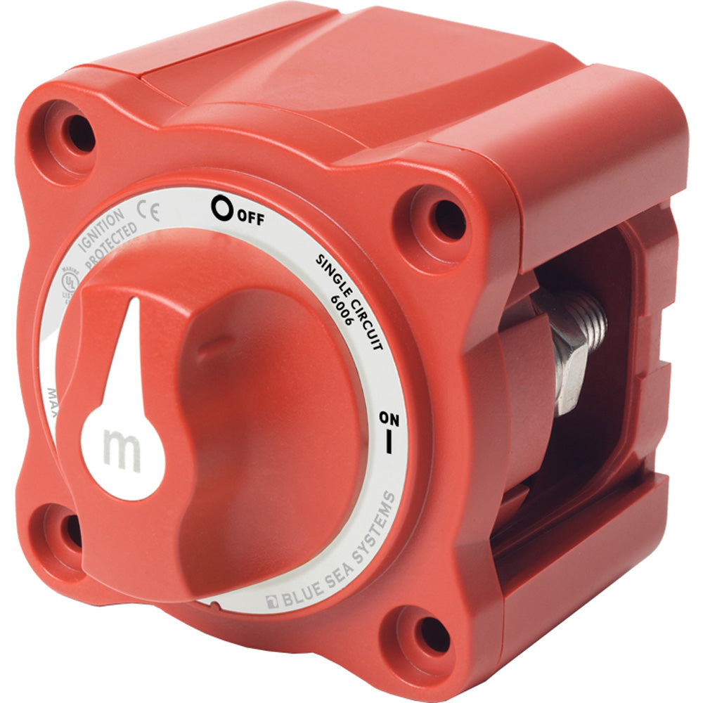 Blue Sea Systems M-Series Mini on-Off Battery Switch with Knob, Red