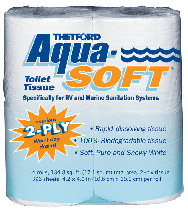 Thetford THE03300 Aqua Soft 2 Ply Tissue  Pack of 4