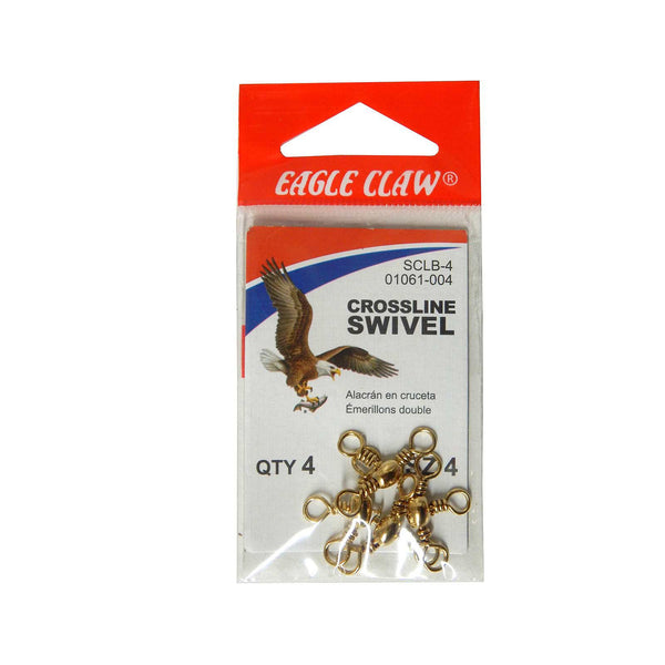 Eagle Claw 01061-004 Crossline Fishing Swivel Size 4 Brass 3 Pack