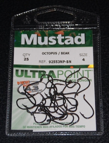 Mustad UltraPoint 1X Octopus Hook - 4 - Black Nickel - 25 Pack