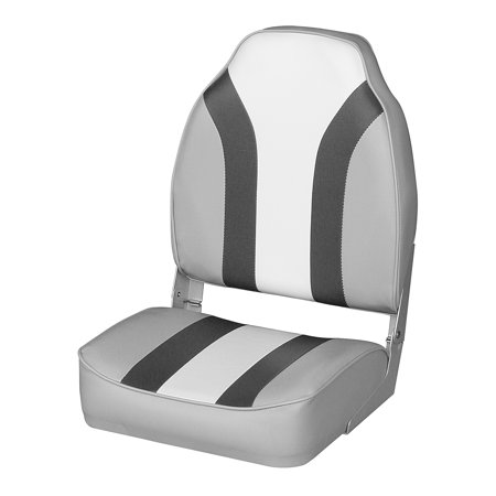 8WD1062LS-975 Classic High Back Fishing Boat Seat, Gray, Charcoal & White