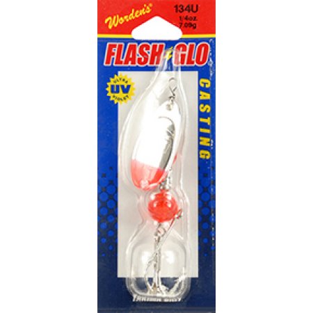 Yakima Bait Flash Glo Casting Spinner 1/4 Oz #2 Treble Nickel Red