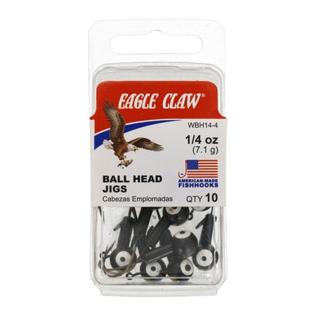 Eagle Claw Ball Head Fishing Jig  Black with Bronze Hook  1/4 Oz.  10 Count