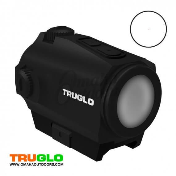 Truglo Tru-Tec Compact AR-15 Red Dot Sight 25mm 2 MOA Dot Reticle CR2032 Battery Picatinny Mount Aluminum Black