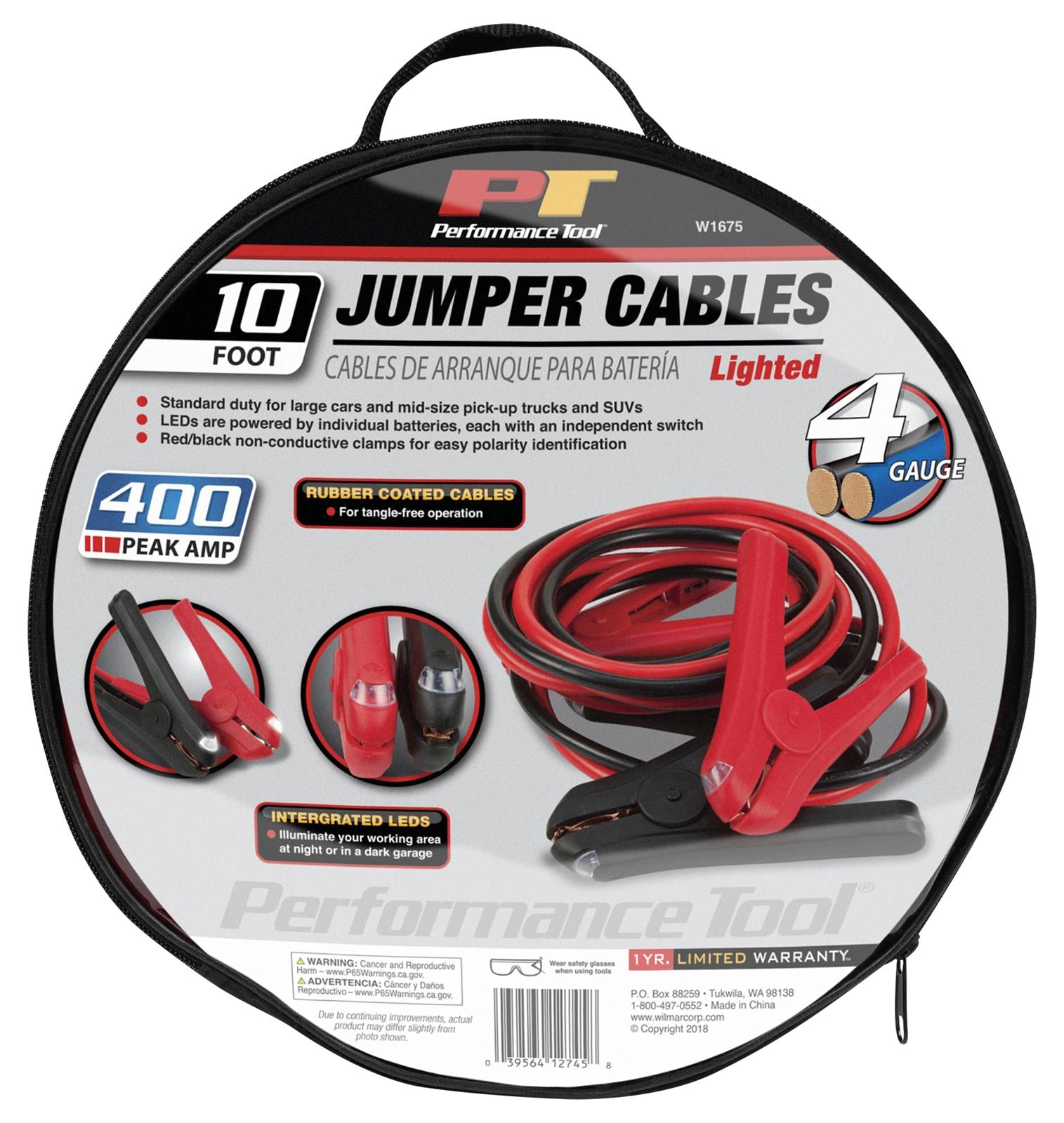 Performance Tool Led Lighted Jumper Cables