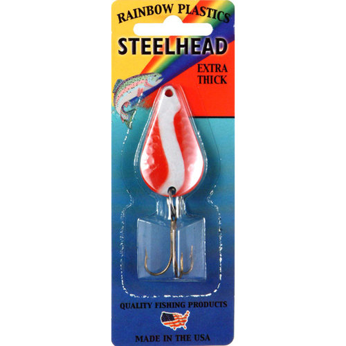 Rainbow Plastic Steelhead Spoon Red/White Stripe