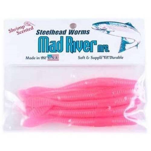Mad River Steelhead Worms - 3" - Fluorescent Pink