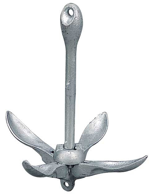SeaDog 318007 Galvanized Folding 16  Anchor  1/2  Diameter  7\  to 10\  Chain Length  Fits 5\  to 16\  Boats