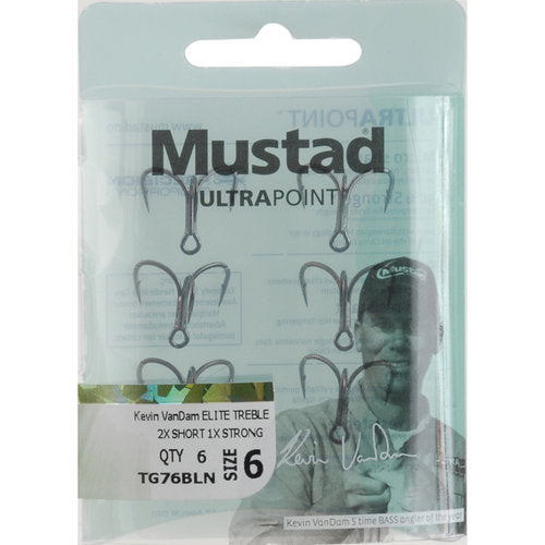 Mustad?TG76NP KVD Triple Grip Treble Hook?1/0 - 6pk