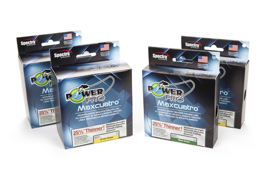 PowerPro Maxcuatro Braided Fishing Line 100lb 3000yds Hi-Vis Yellow